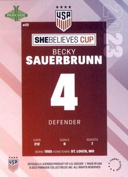 2023 Parkside USWNT SheBelieves Cup Team #22 Becky Sauerbrunn Back