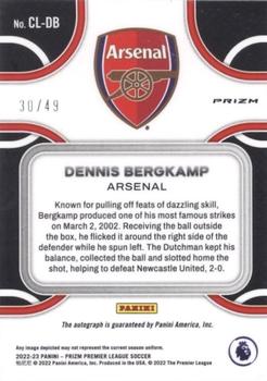 2022-23 Panini Prizm Premier League - Club Legends Signatures Prizm Silver #CL-DB Dennis Bergkamp Back