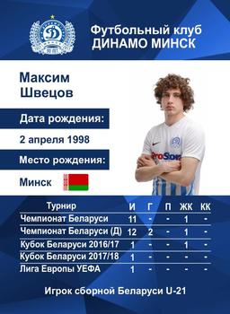 2017 FC Dinamo Minsk #NNO Maksim Shvetsov Back