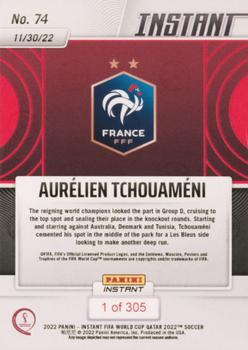 2022 Panini Instant FIFA World Cup Qatar #74 Aurélien Tchouaméni Back
