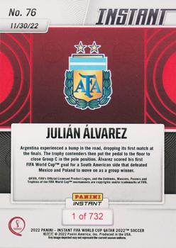 2022 Panini Instant FIFA World Cup Qatar #76 Julián Álvarez Back