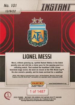 2022 Panini Instant FIFA World Cup Qatar #101 Lionel Messi Back