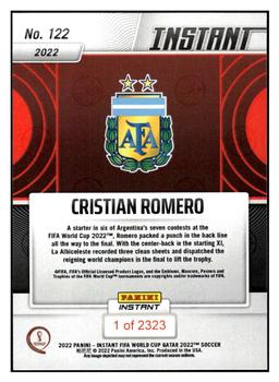 2022 Panini Instant FIFA World Cup Qatar #122 Cristian Romero Back