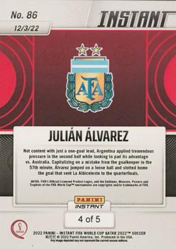 2022 Panini Instant FIFA World Cup Qatar - Versicolor #86 Julián Álvarez Back