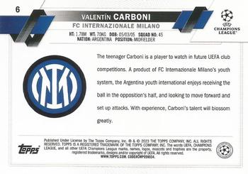 2022-23 Topps UEFA Club Competitions #6 Valentín Carboni Back