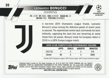 2022-23 Topps UEFA Club Competitions #39 Leonardo Bonucci Back
