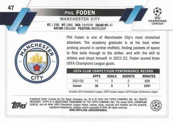 2022-23 Topps UEFA Club Competitions #47 Phil Foden Back