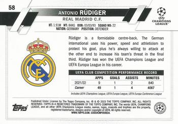 2022-23 Topps UEFA Club Competitions #58 Antonio Rüdiger Back