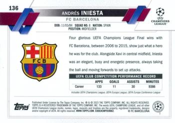 2022-23 Topps UEFA Club Competitions #136 Andres Iniesta Back