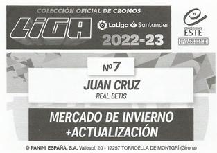 2022-23 Panini LaLiga Santander Este Stickers - Mercado de Invierno + Actualizacion #7 Juan Cruz Back