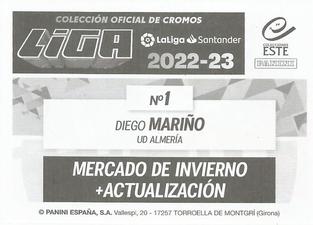 2022-23 Panini LaLiga Santander Este Stickers - Mercado de Invierno + Actualizacion #1 Diego Marino Back