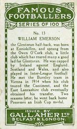 1925 Gallaher Famous Footballers #13 William Emerson Back