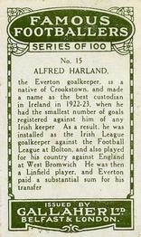 1925 Gallaher Famous Footballers #15 Alfie Harland Back