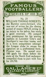 1925 Gallaher Famous Footballers #23 Tommy Roberts Back