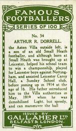 1925 Gallaher Famous Footballers #34 Arthur Dorrell Back