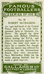 1925 Gallaher Famous Footballers #50 Robert McCracken Back