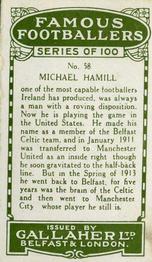 1925 Gallaher Famous Footballers #58 Michael Hamill Back