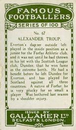 1925 Gallaher Famous Footballers #67 Alexander Troup Back