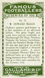 1925 Gallaher Famous Footballers #71 Benjamin Howard Baker Back