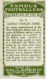 1925 Gallaher Famous Footballers #76 George James Back