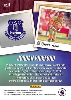 2022-23 Score Premier League - All Hands Team #5 Jordan Pickford Back