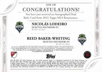 2022 Topps Renaissance MLS - Renaissance Autographed Dual Relics #ADR-LW Reed Baker-Whiting / Nicolás Lodeiro Back
