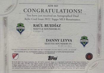 2022 Topps Renaissance MLS - Renaissance Autographed Dual Relics #ADR-RD Danny Leyva / Raúl Ruidíaz Back