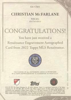 2022 Topps Renaissance MLS - Renaissance Engravement Autographs Ruby #EA-CM5 Christian McFarlane Back