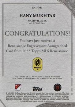 2022 Topps Renaissance MLS - Renaissance Engravement Autographs Ruby #EA-HM3 Hany Mukhtar Back