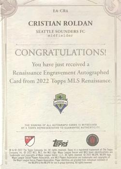 2022 Topps Renaissance MLS - Renaissance Engravement Autographs Ruby #EA-CR4 Cristian Roldan Back