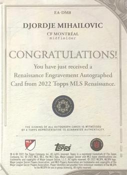 2022 Topps Renaissance MLS - Renaissance Engravement Autographs Ruby #EA-DM8 Djordje Mihailovic Back