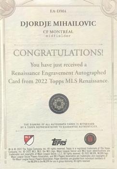 2022 Topps Renaissance MLS - Renaissance Engravement Autographs Ruby #EA-DM4 Djordje Mihailovic Back