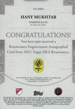 2022 Topps Renaissance MLS - Renaissance Engravement Autographs Gold #EA-HM2 Hany Mukhtar Back