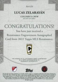 2022 Topps Renaissance MLS - Renaissance Engravement Autographs Gold #EA-LZ3 Lucas Zelarayán Back