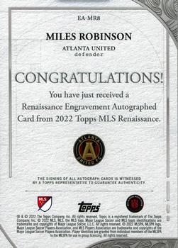 2022 Topps Renaissance MLS - Renaissance Engravement Autographs Gold #EA-MR8 Miles Robinson Back