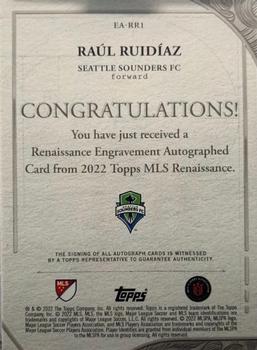 2022 Topps Renaissance MLS - Renaissance Engravement Autographs Gold #EA-RR1 Raúl Ruidíaz Back