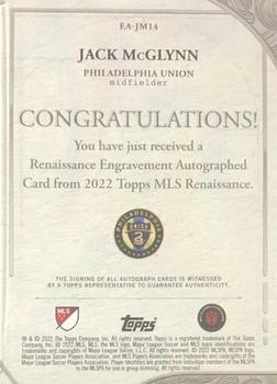 2022 Topps Renaissance MLS - Renaissance Engravement Autographs Platinum #EA-JM14 Jack McGlynn Back