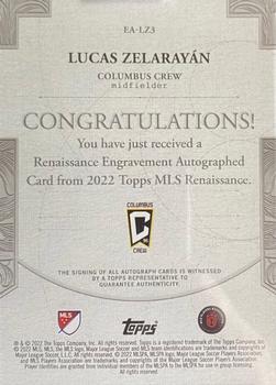 2022 Topps Renaissance MLS - Renaissance Engravement Autographs Platinum #EA-LZ3 Lucas Zelarayán Back