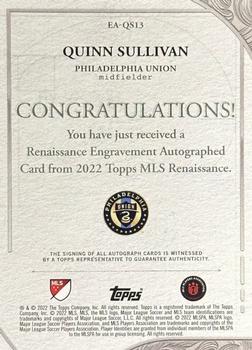 2022 Topps Renaissance MLS - Renaissance Engravement Autographs Platinum #EA-QS13 Quinn Sullivan Back