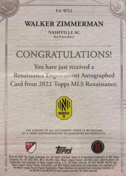 2022 Topps Renaissance MLS - Renaissance Engravement Autographs Platinum #EA-WZ2 Walker Zimmerman Back