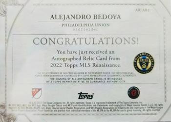 2022 Topps Renaissance MLS - Autographed Relics #AR-AB1 Alejandro Bedoya Back