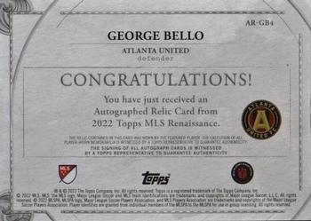 2022 Topps Renaissance MLS - Autographed Relics #AR-GB4 George Bello Back