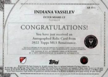 2022 Topps Renaissance MLS - Autographed Relics #AR-IV1 Indiana Vassilev Back