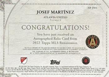 2022 Topps Renaissance MLS - Autographed Relics #AR-JM4 Josef Martínez Back