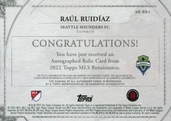 2022 Topps Renaissance MLS - Autographed Relics #AR-RR1 Raúl Ruidíaz Back