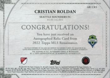 2022 Topps Renaissance MLS - Autographed Relics #AR-CR5 Cristian Roldan Back