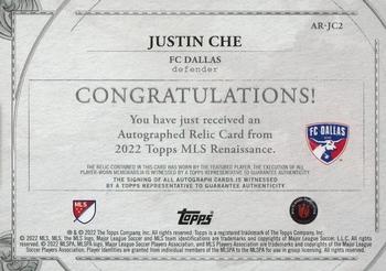 2022 Topps Renaissance MLS - Autographed Relics #AR-JC2 Justin Che Back