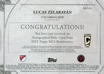 2022 Topps Renaissance MLS - Autographed Relics #AR-LZ4 Lucas Zelarayán Back