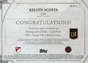 2022 Topps Renaissance MLS - Autographed Relics Gold #AR-KA2 Kellyn Acosta Back