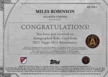 2022 Topps Renaissance MLS - Autographed Relics Gold #AR-MR1 Miles Robinson Back